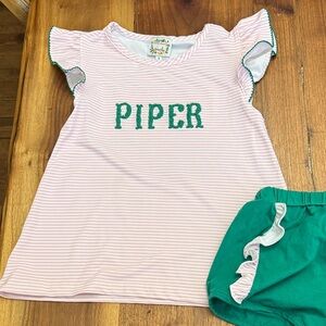 Piper Striped Pink and Green French Knot Set